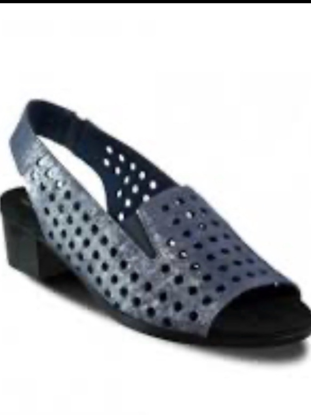 Munro Mickee Slingback Sandal 12M Leather Metallic Blue Office Comfort Vacation